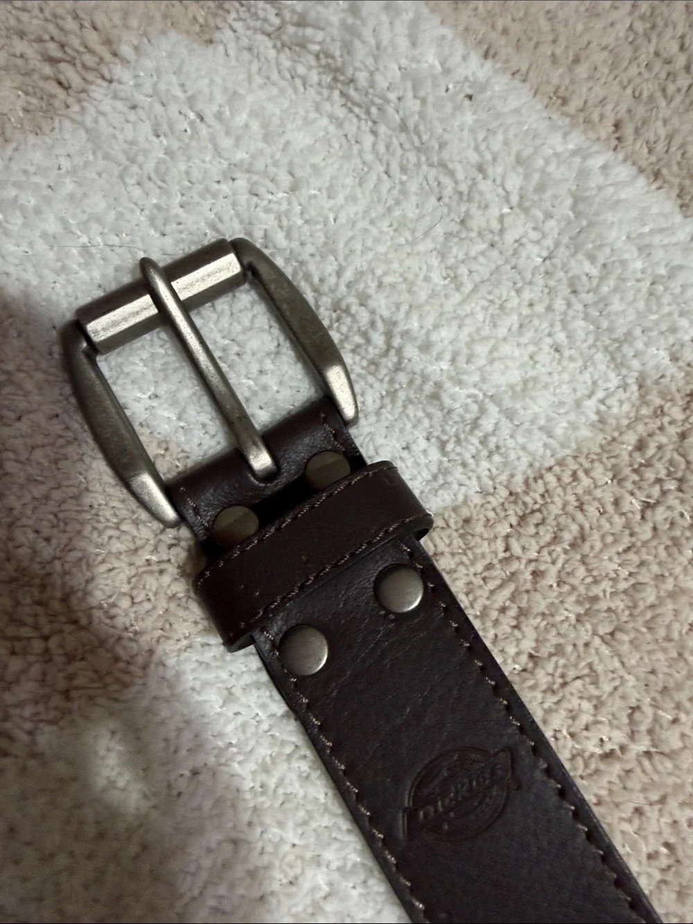 Dickies Brown Leather Belt with Metal Buckle